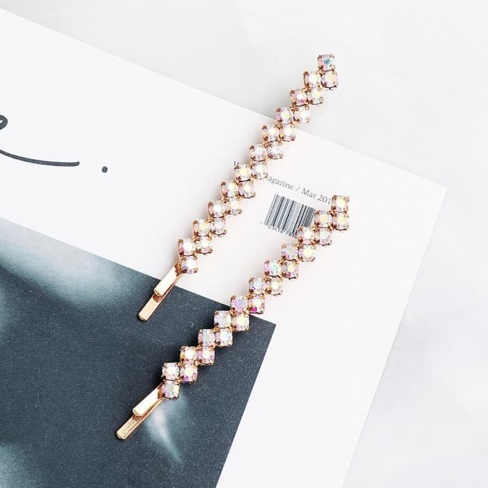 Lot De 2 Barrettes Invisibles Strass 8cm - Pour Chignon, Coiffure - Marque Jwelry - Neuf