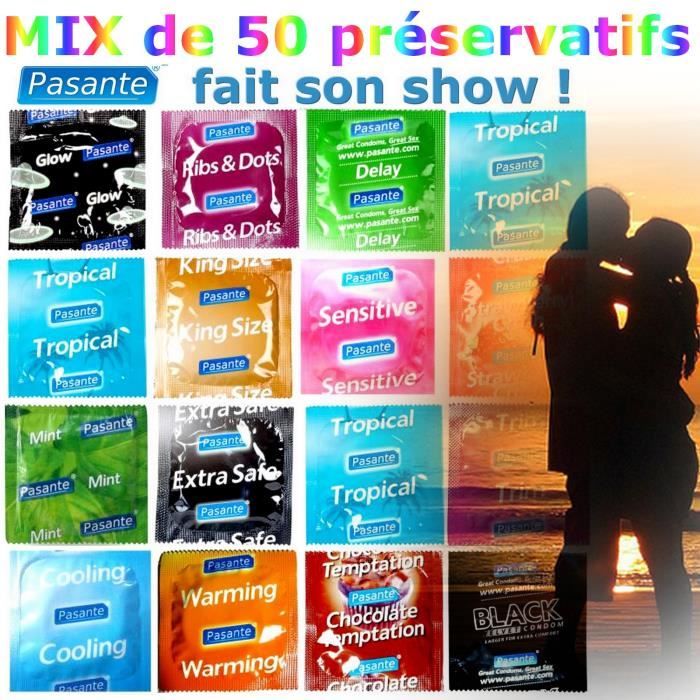 Lot préservatifs MIX 50 PASANTE 16 modèles différents Cdiscount Au quotidien