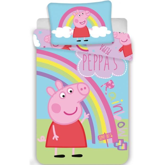 PEPPA PIG  Drap enfant b&eacute;b&eacute; 100 &times; 135 cm, 40 x 60 cm Arc en ciel