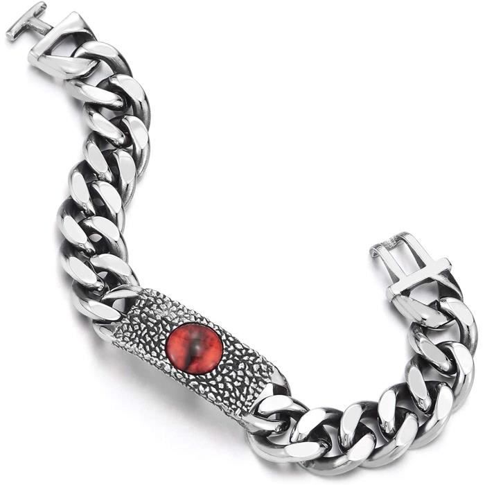 Bracelet Homme Crâne Biker Gothique Acier Inoxydable - Style Franco Chaîne Gourmette