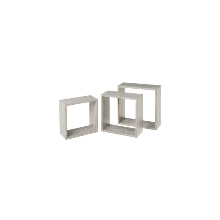 Set de 3 Étagères Murales Carrées en Bois Gris - 30x30x11.7cm Set de 3 Étagères Murales Carrées en Bois Gris - 30x30x11.7cm