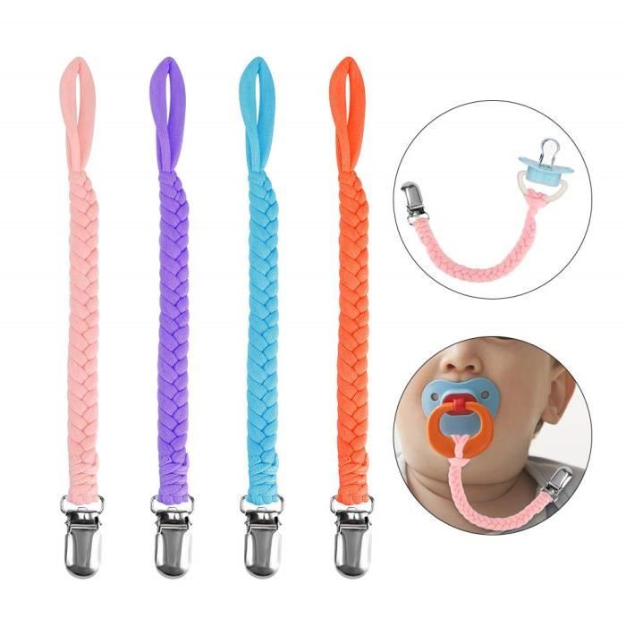 Surplex Lot De 4 Attache Sucette Pour Bebe Sangles Pour Tetines Avec Clip Pour Tetine En Coton Tresse Avec Cordon Pour Bebe Tetin Cdiscount Puericulture Eveil Bebe