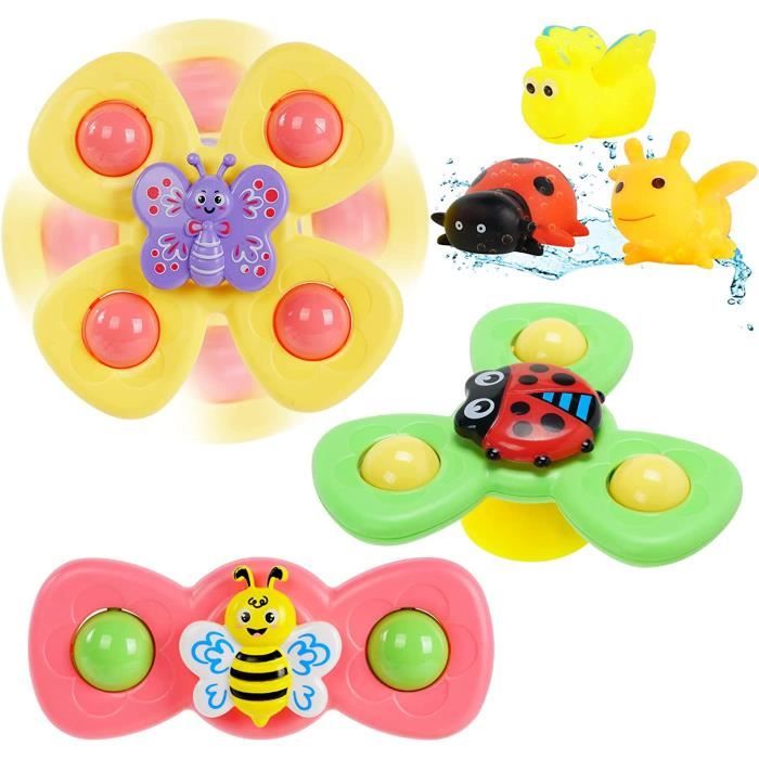 Ventouse Spinner Jouets,3PCS Coccinelle Abeille Papillon Animaux