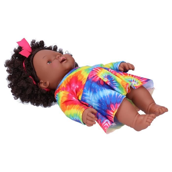 BABARLA 2 pièces poupée bébé africaine noire poupées bébé réalistes  lavables avec vêtements et bandeau pour enfants 