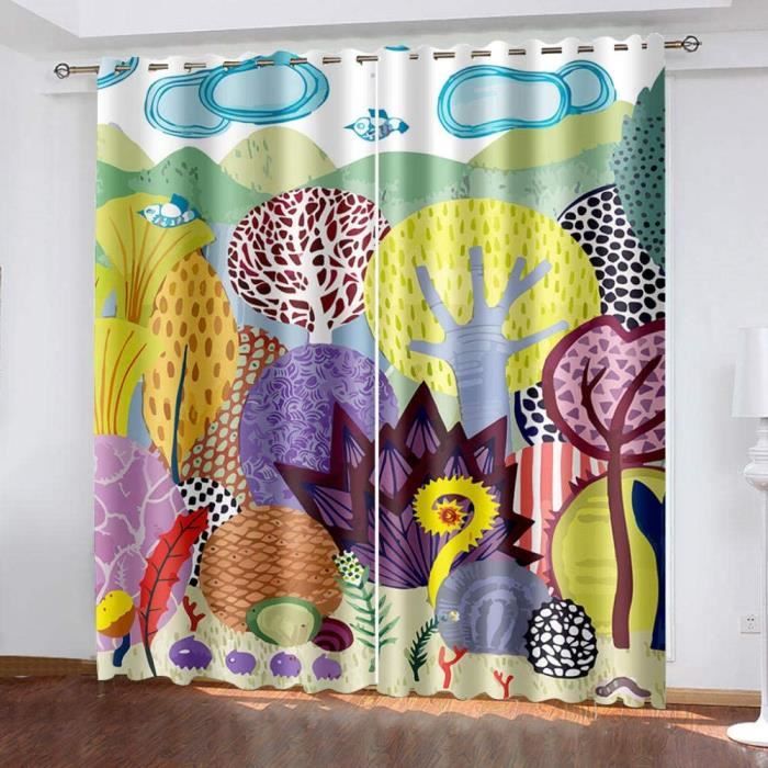 Rideau Occultant Thermiques Renard Enfant Animaux De La Forêt - Lot De 2 Rideaux Imprimé Pour Salon Chambre Fenetre Cuisine, Rideaux Et Draperies