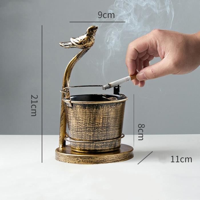 Cendrier Vintage En Laiton Doré 11,5 Cm - Avec Symboles M - Objet Déco Fumeur
