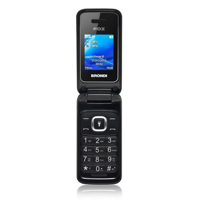 Téléphone mobile - BRONDI - Fox - Double SIM - 1,3 MP - Noir