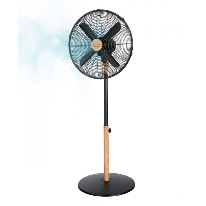 Ventilateur Sur Pied Cecotec EnergySilence 1200 Woody - 80W, 3 Pales 30cm, Hauteur Réglable 90-130cm - Design Bois Ventilateur Trépied Cecotec