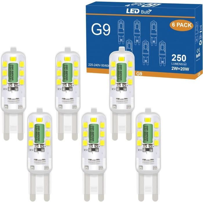 10pcs G9 Led 2w Équivalent 20w 25w G9 Halogène, Blanc Neutre 4000k, cri 80,300lm, 360angle, ac 220-240v, Non Dimmable