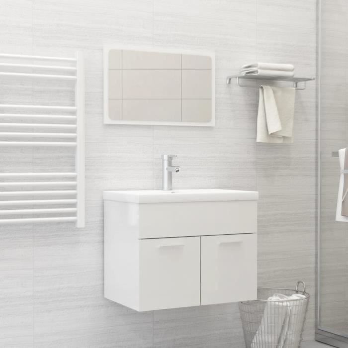 Vicco Ensemble de meubles de salle de bain Blanc 3 parties, Eden