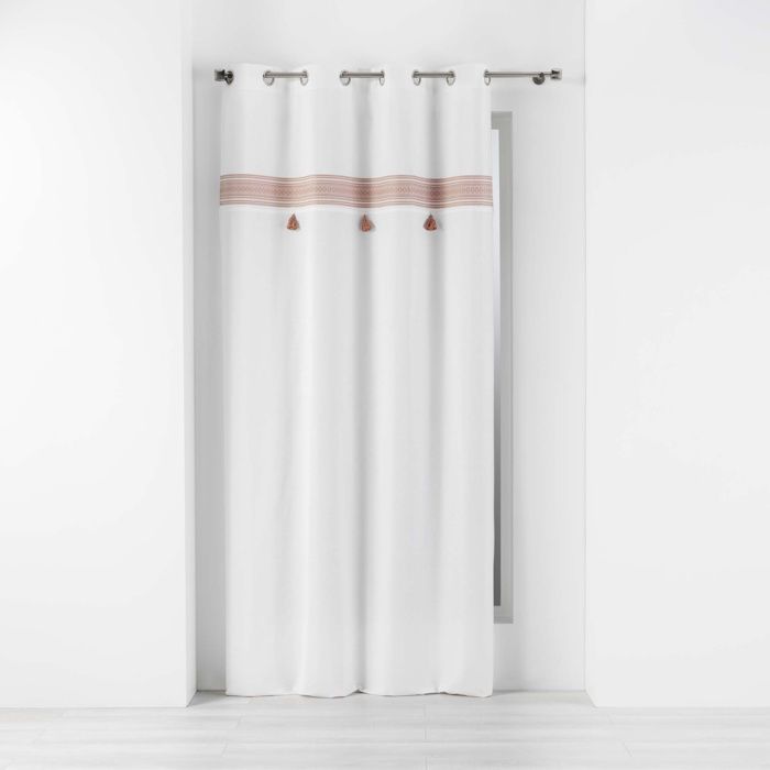 Rideau tamisant Amaya 140 x 240 cm 100% coton brodé avec franges et ...