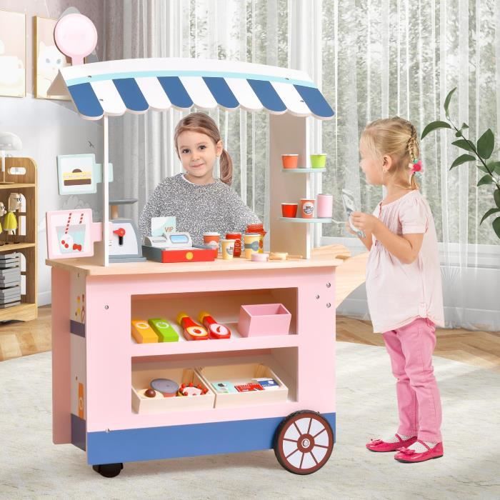 DREAMADE Marchande en Bois pour Enfant, Commerçant - Magasin