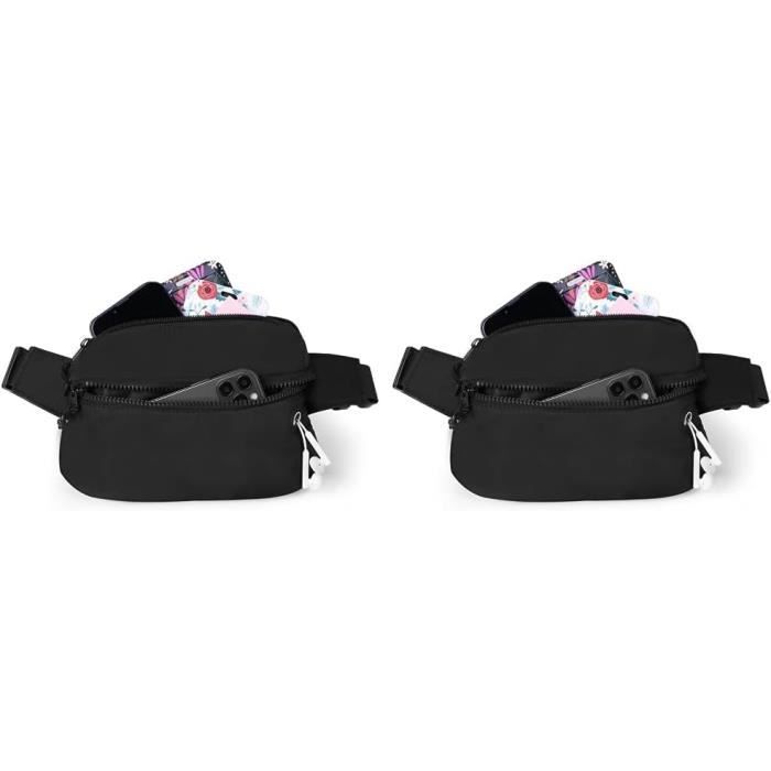 Pinsheng Sac Banane Homme Femme Sacs Banane Ville De Sécurité Imperméable Avec Prise Casque Et 3 Poches Zippées Ceinture Pour Cyclisme Gym Balade Escalade Voyage Randonnée Vacances (Noir