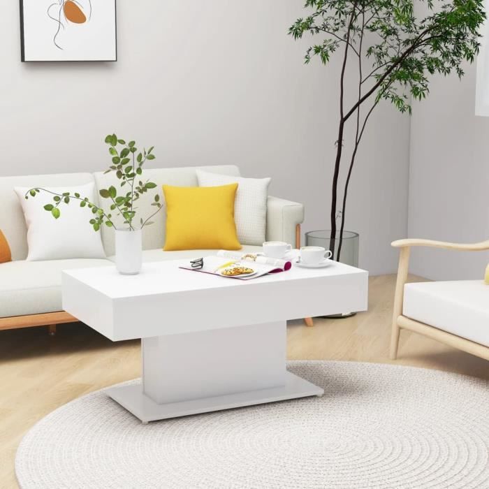 famirosa table basse blanc 96x50x45 cm aggloméré-831