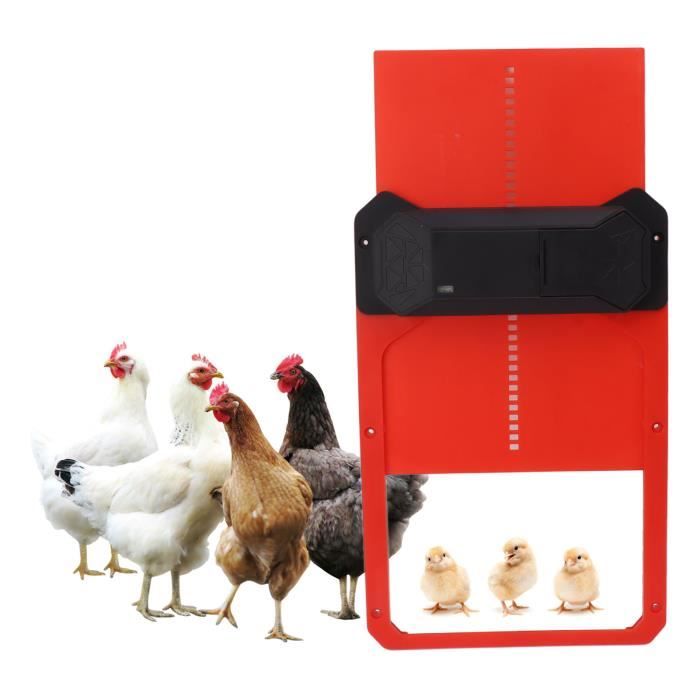 Comparer les prix de Porte de poulailler automatique Porte automatique de poulailler Capteur de lumière en plastique Portes animalerie soin Rouge