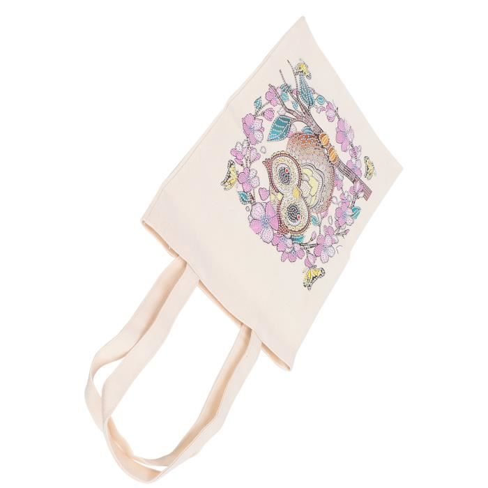 Kit DIY Diamond Painting Sac à Main Toile 26x26 Cm - Broderie Diamants Strass, Motif Attrape-rêves Loup - Loisir Créatif Adulte