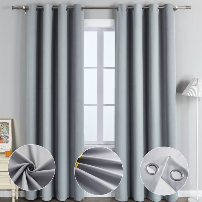 Rideau Occultant Thermique 245x132 Cm - Triple épaisseur, Coupe-vent, Isolant été/hiver, Couleur Beige - 2