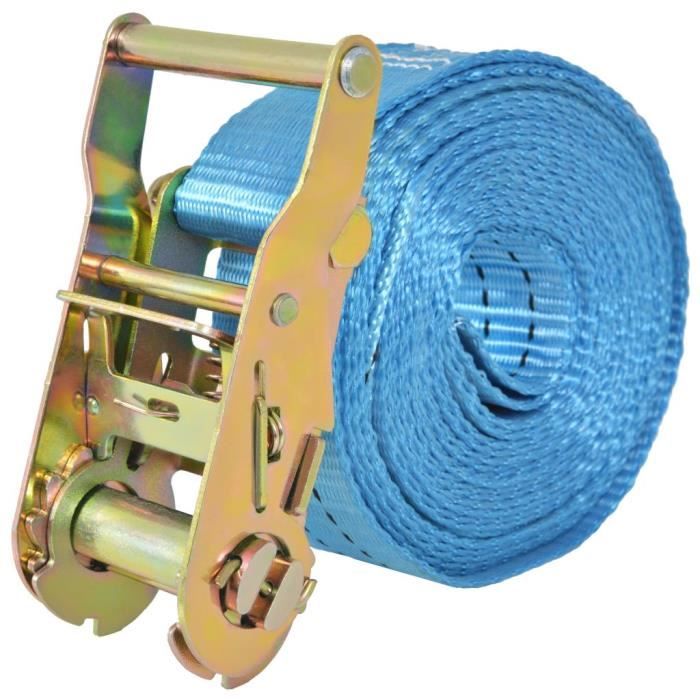 Sangle à Cliquet 2 Tonnes - 4 Mètres X 35 Mm - Marque WERKA PRO - Pour Arrimage Lourd, Transport, Bricolage