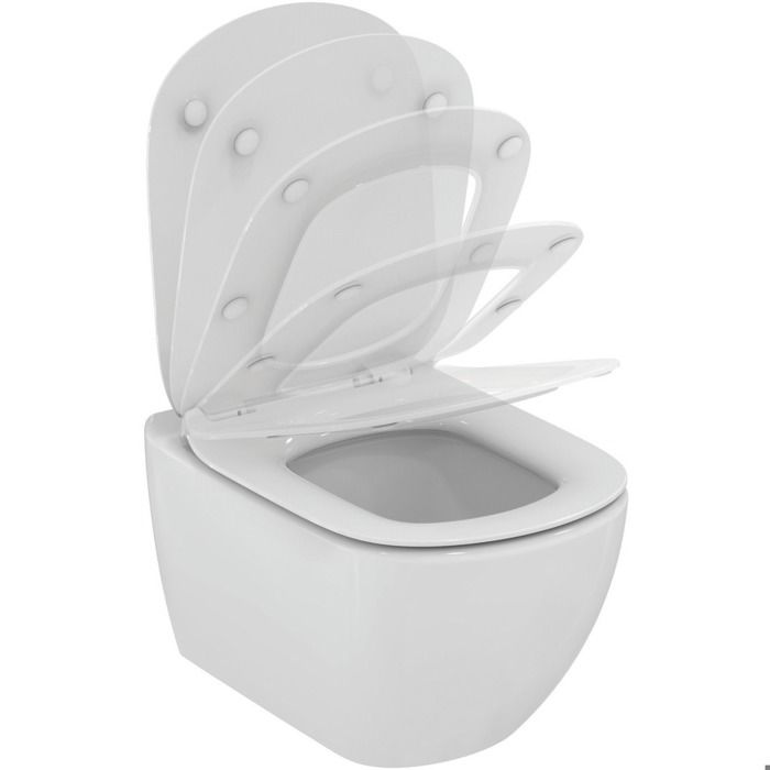 IDEAL STANDARD Pack WC Tesi - Cuvette suspendue Aquablade avec abattant ultra-fin frein de chute - Blanc