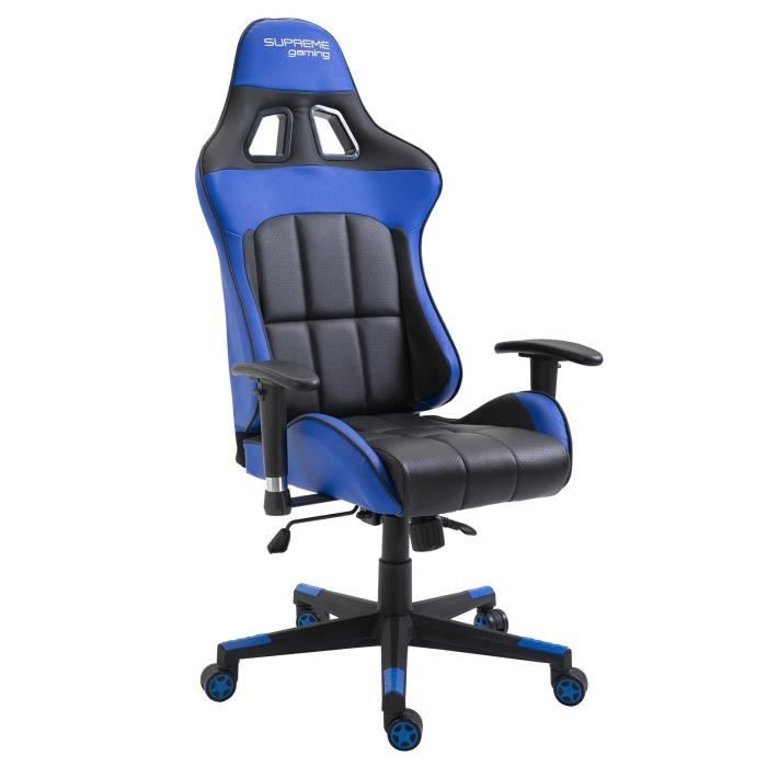 Chaise De Bureau Gaming Crew Siege Baquet Au Style Racing Racer Gamer Chair Fauteuil Ergonomique En Synthetique Noir Bleu Prix Pas Cher Cdiscount