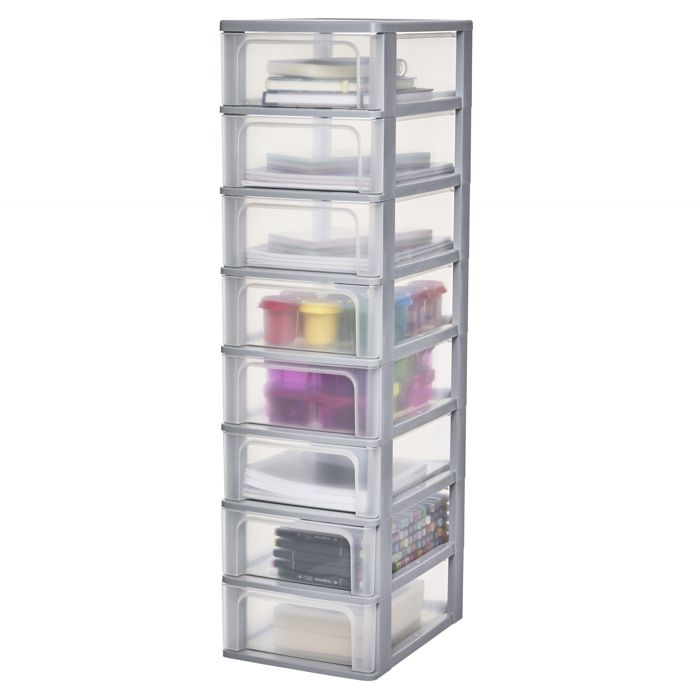 Iris Ohyama Caisson de rangement plastique A4 8 Tiroirs Moyens Gris OCH-2008 Iris Ohyama Caisson de rangement plastique A4 8 Tiroirs Moyens Gris OCH-2008