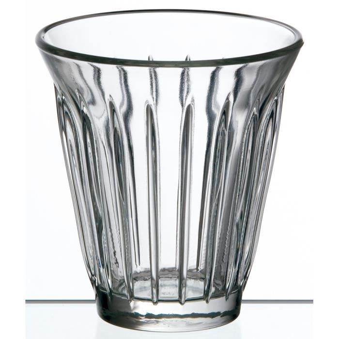 Tasse à café 9cl en verre pressé avec soucoupe - Lot de 6 - Ring- La