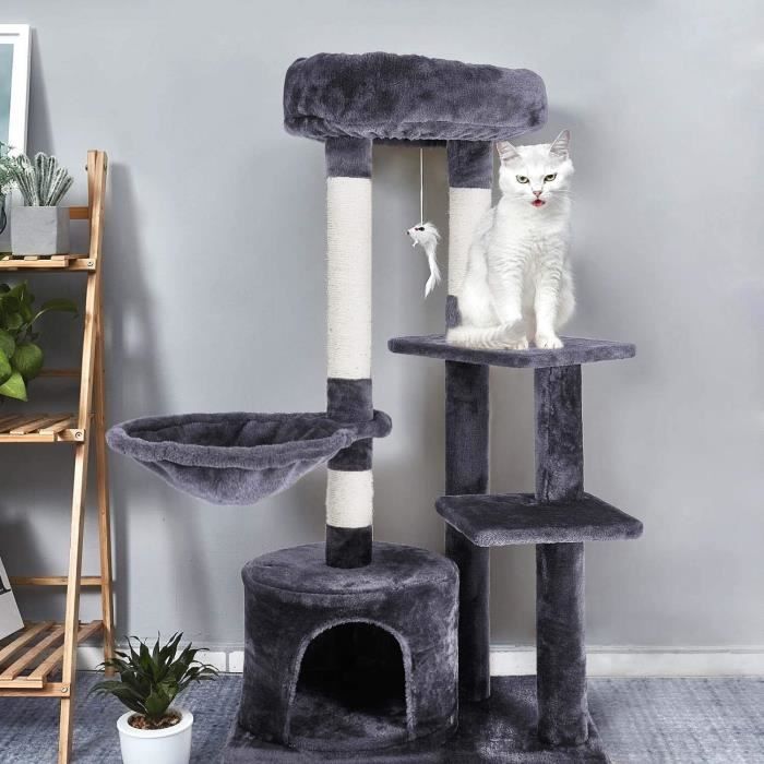 Arbre A Chat Palais De Chat Cadre D Escalade De Chat Planche A Gratter Avec Berceau Tour A Chats 106cm Gris Meerveil Cdiscount Animalerie