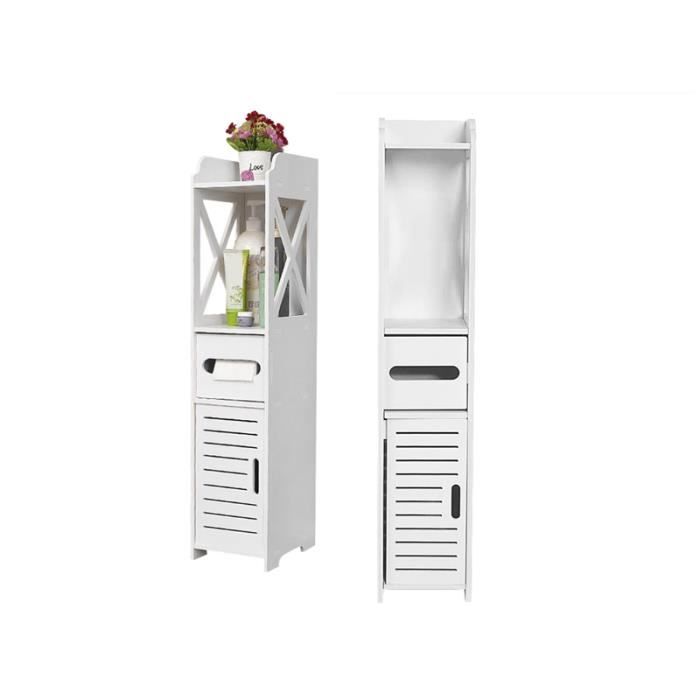 MENGDA Meuble de salle de bain Colonne Etagère Salle de Bains pour Chambre Couloir Toilettes Blanc 20*20*80cm