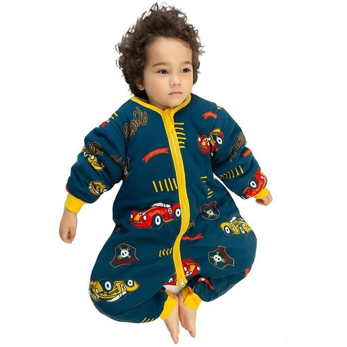 Happy Cherry 3 en 1 Unisexe Enfant Gigoteuse Jambes Séparées Sac de Couchage Combinaisons Chaud Printempsn Automne Turbulette à Manche Longue Amovible Grenouillères Bébé Fille Garçon 