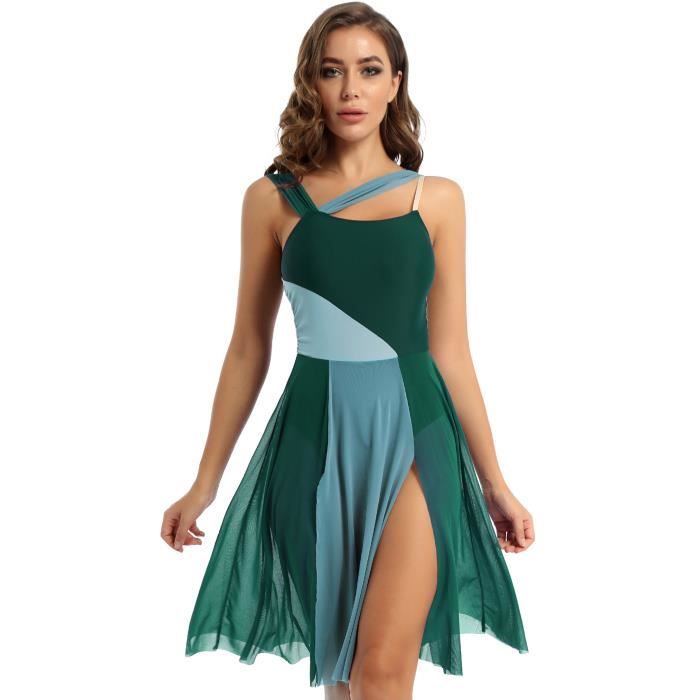 ranrann Enfant Fille Justaucorps Gymnastique Frangé Strass Combinaison Gym Tenue Danse Latine Patinage Artistique Costume Spectacle 5-16 Ans A Blanc 5-6 ans