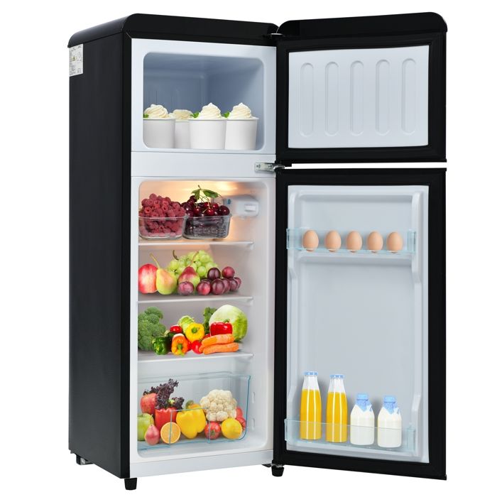 Réfrigérateur congélateur combiné - JAERLIUB - Vintage - 1055 x 455 cm - 92 litres - Noir