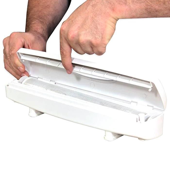 Warmdeco Distributeur d'emballage Plastique avec Coupe-Distributeur de Film Alimentaire Rechargeable en Papier d'aluminium/Papier ciré de Cuisine Outil de Coupe Pratique