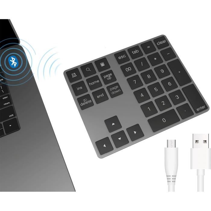Pavé Numérique Bluetooth, Pavé Numérique Sans Fil 34 Touches Avec