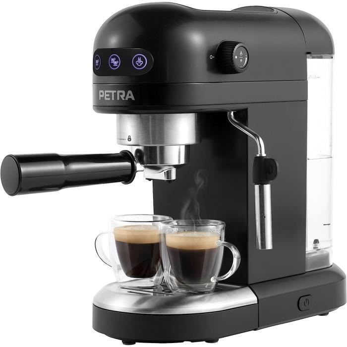 Petra PT5240 Machine à café espresso avec mousseur à lait 1,4 L pour espresso simple ou double façoarista, compacte avec pompe i6