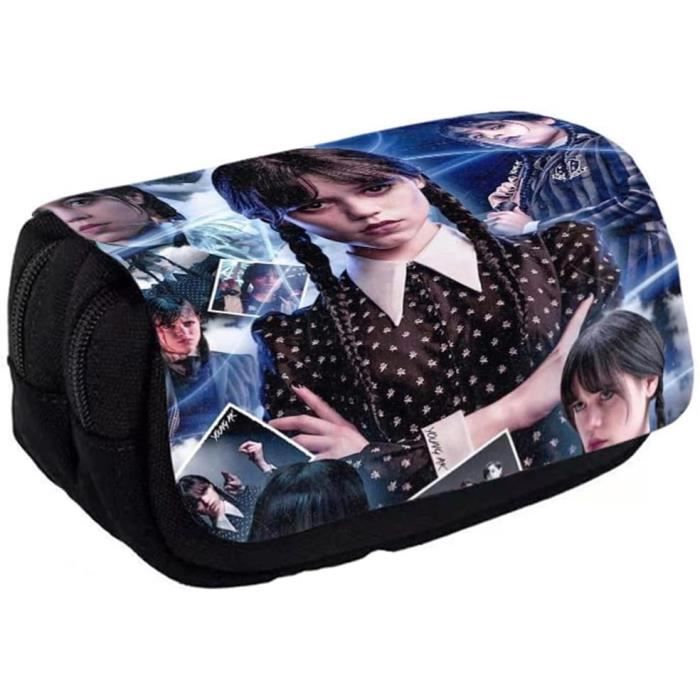 Trousse Mercredi Addams – Porte-stylo Multicolore – Fermeture éclair – 18 X 13 X 10 Cm – Idéal école, Bureau, Cadeau Fan