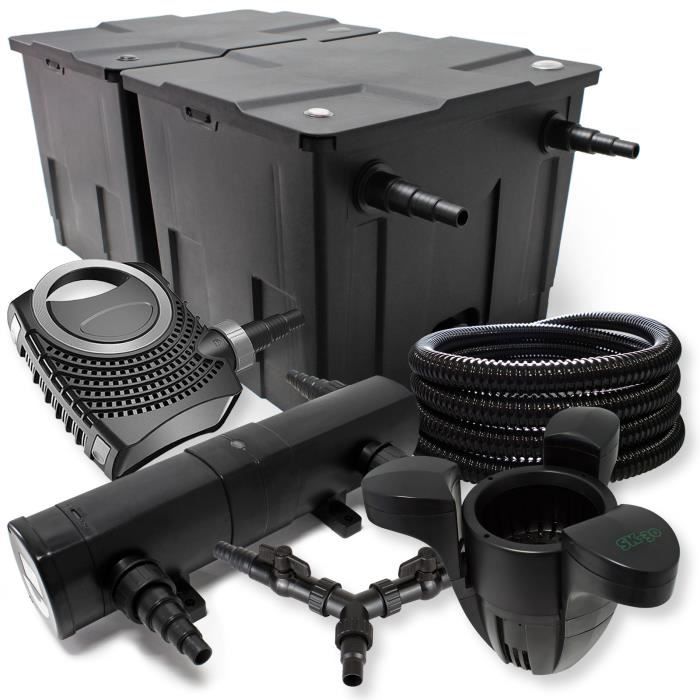 SunSun Kit Filtro De Presión 10000L – Biofiltro CFP-250 Con UVC 11W, Bomba NEO 80W Y Tubo 25m Para Estanques Grandes