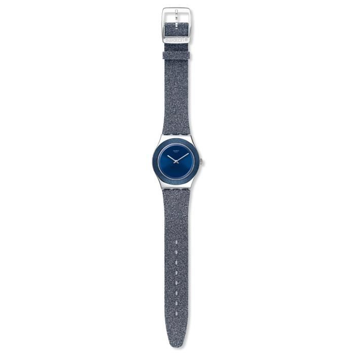 Bracelet cuir / tissu femme - SWATCH - Montre femme Swatch Blue Sparkle -  Couleur de la matière:Blanc , - Achat/vente montre - Cdiscount