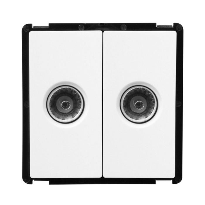TECHBREY Module Double Prise TV Modern 50x50 mm Blanc