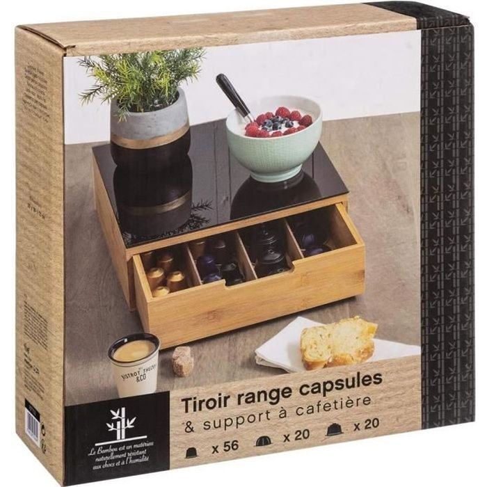 Tiroir Range Capsules de Café - En Bambou - Nespresso, Tassimo