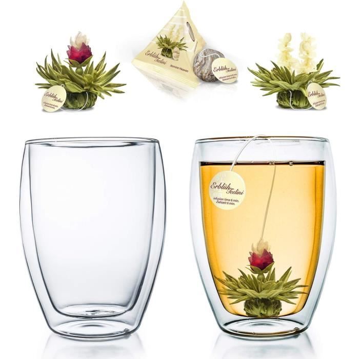 Creano Lot de 6 verres à cappuccino à double paroi - 250 ml - Verre thermique - Double paroi