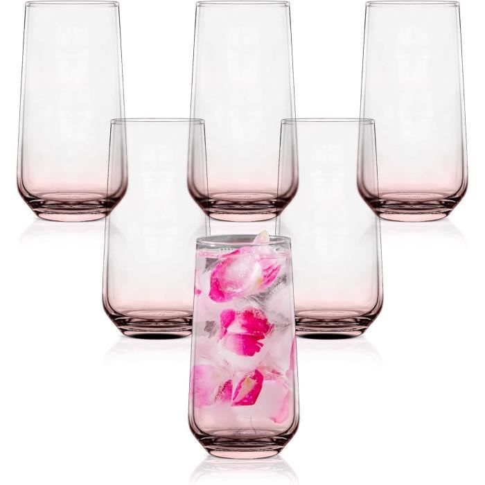 Lot De 4 Verres à Jus Vintage – Rayures Dorées – Verre – Hauteur 13,5 Cm – Très Bon état