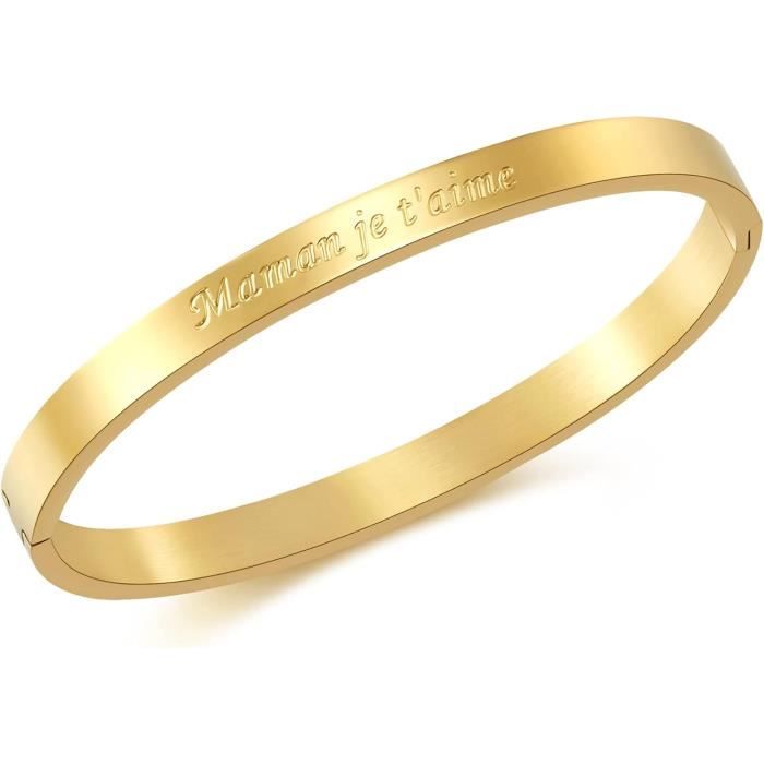 AFSTALR Bracelet Message Acier Inoxydable - Personnalisé Amitié Ou Amour (Multiple Choix)