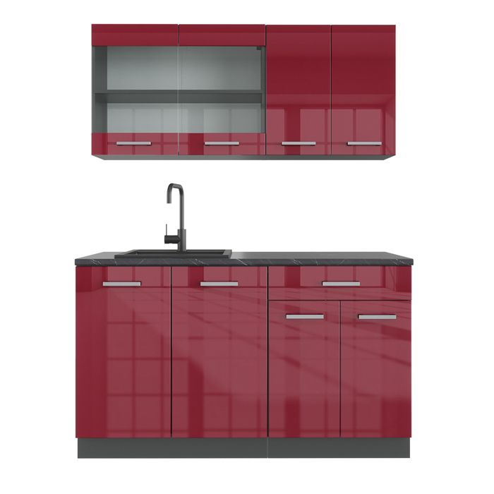 Cuisine R-Line 140cm sans PT Rouge brillant/Anthracite Vicco 34952 Cuisine R-Line 140cm sans PT Rouge brillant/Anthracite Vicco 34952
