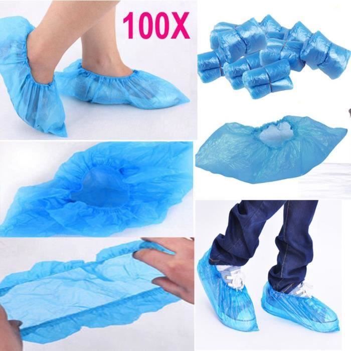 Ezlife Couvre-chaussures Jetables Imperméable 100 Pcs Surchaussures Jetables  Antidérapante en Plastique CPE Protege Chaussures - Cdiscount