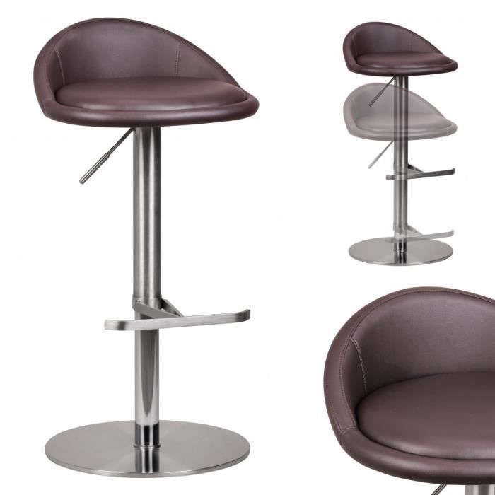 Tabouret de bar en acier inoxydable durable WOHNLING - Brun - Réglable en hauteur
