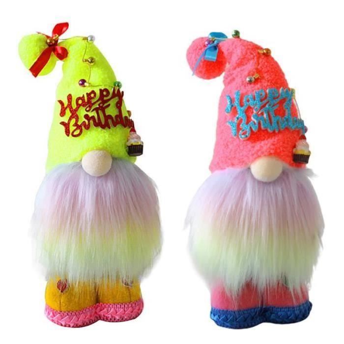 ZB234742 PièCes SéRies Joyeux Anniversaire Gnome en Peluche DéCor Gâteau BoîTeCadeau Tomte