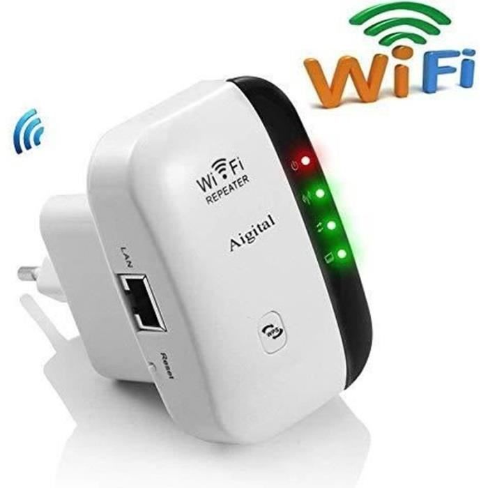 hk04784-Aigital Répéteur WiFi N300 2.4GHz sans Fil Extender WiFi la portée du Signal Amplificateur(WPS, Antennes Intégrées) Mini