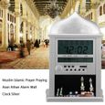 1pc Horloge de Prière Islamique Musulmane Azan Horloge Murale d'alarme avec Stylo(Argent) -XNA-1