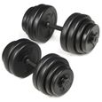 Physionics® Haltère / Poids de Musculation - 30 kg, 2 Barres Courtes et 4 Fermoirs - Disques pour Fitness, Set d'Haltères Courts-1