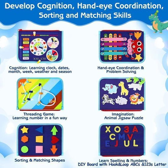 Busy Board Jouets Montessori, Jeux Éducatif Chiffres Planche Montessori